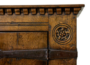 Mid Century Gothic Revival Carved Oak Hall Cupboard — thumbnail 3