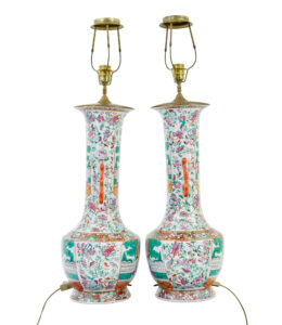 Pair of Early 20th Large Chinese Cantonese Vase Lamps — thumbnail 8
