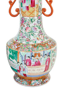 Pair of Early 20th Large Chinese Cantonese Vase Lamps — thumbnail 4