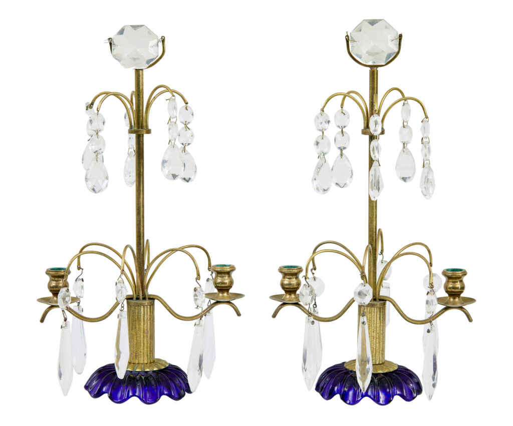 Pair of Mid 20th Century Cut Glass Decorative Candlesticks — image 5