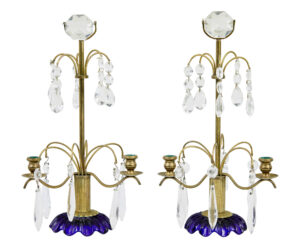 Pair of Mid 20th Century Cut Glass Decorative Candlesticks — thumbnail 5