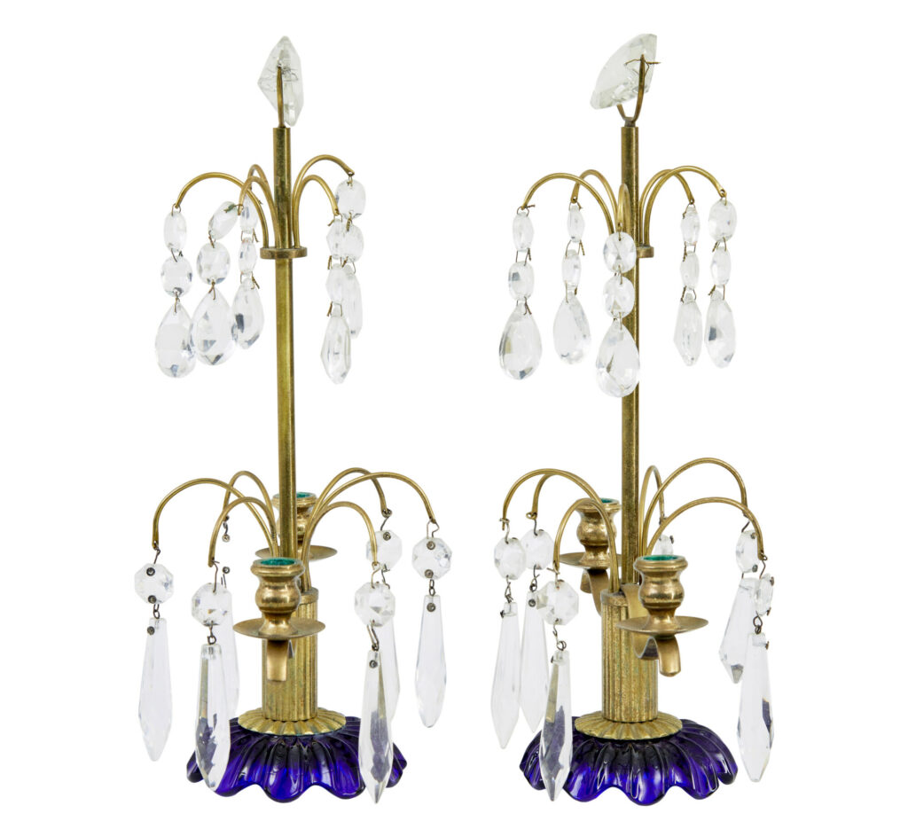 Pair of Mid 20th Century Cut Glass Decorative Candlesticks — image 4