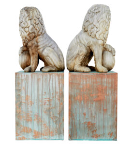 Pair of Mid 20th Century Carved Solid Wood Lions — thumbnail 11