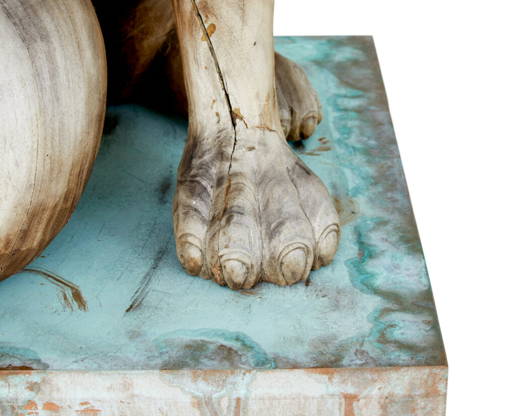 Pair of Mid 20th Century Carved Solid Wood Lions — image 3