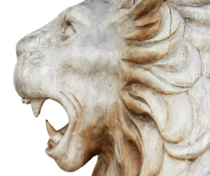 Pair of Mid 20th Century Carved Solid Wood Lions — thumbnail 2