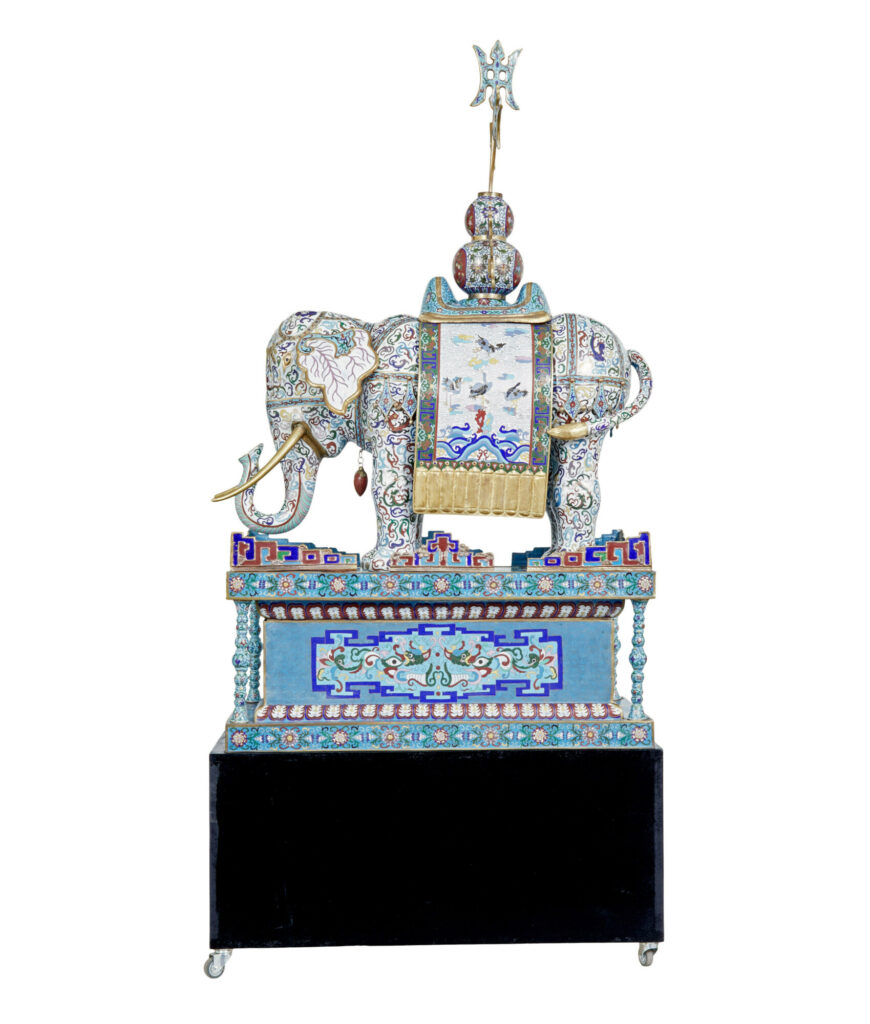 Early 20th Century Large Chinese Cloisonne Enamel Elephant — image 13