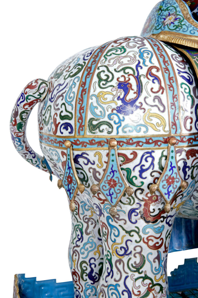 Early 20th Century Large Chinese Cloisonne Enamel Elephant — image 7