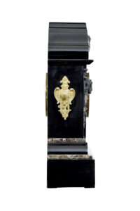 High Victorian Inlaid Black Marble Mantel Clock — thumbnail 8