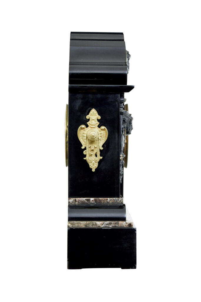 High Victorian Inlaid Black Marble Mantel Clock — image 8