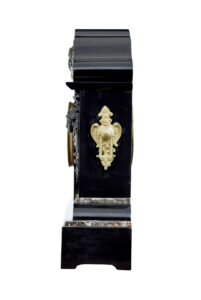 High Victorian Inlaid Black Marble Mantel Clock — thumbnail 7