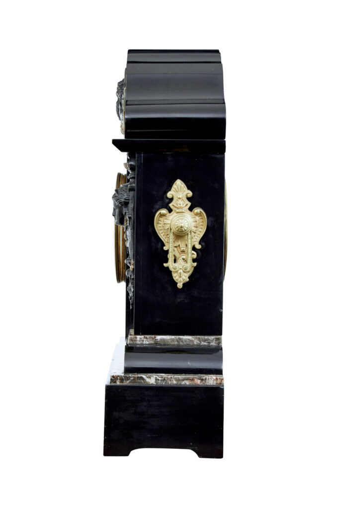 High Victorian Inlaid Black Marble Mantel Clock — image 7