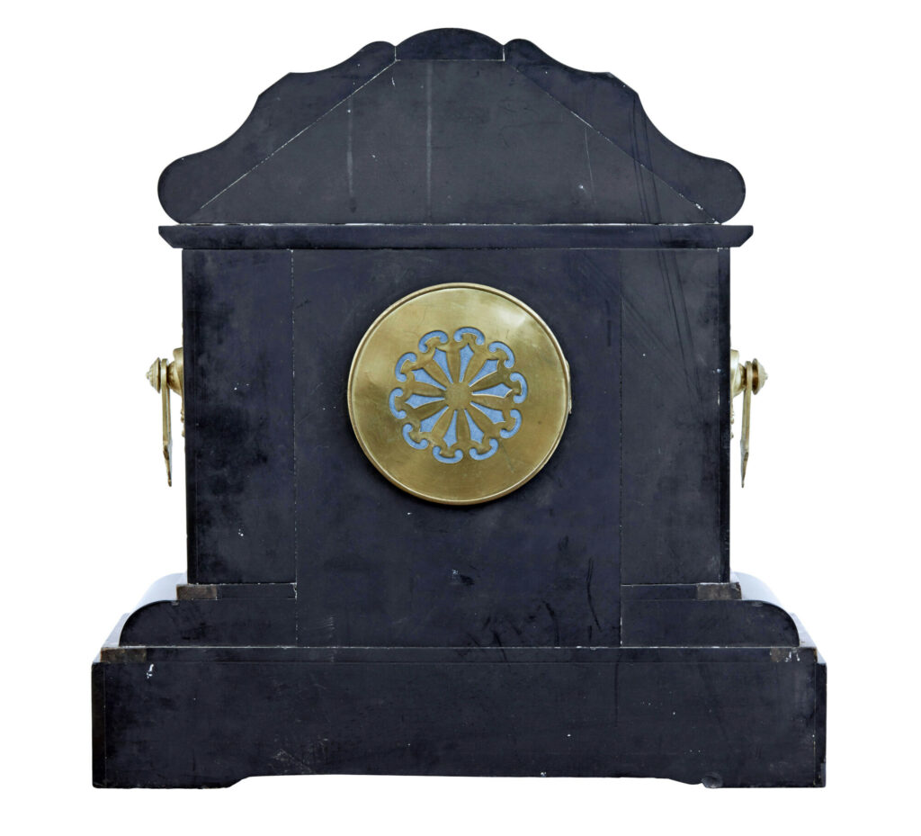 High Victorian Inlaid Black Marble Mantel Clock — image 6