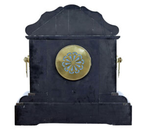 High Victorian Inlaid Black Marble Mantel Clock — thumbnail 6