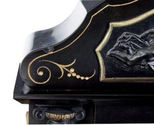 High Victorian Inlaid Black Marble Mantel Clock — thumbnail 3
