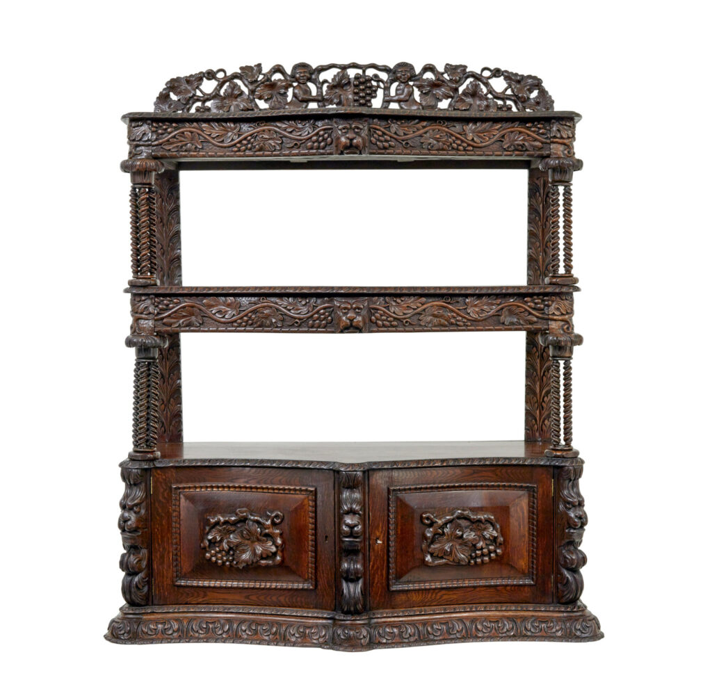 19TH CENTURY PROFUSELY CARVED VICTORIAN OAK BUFFET