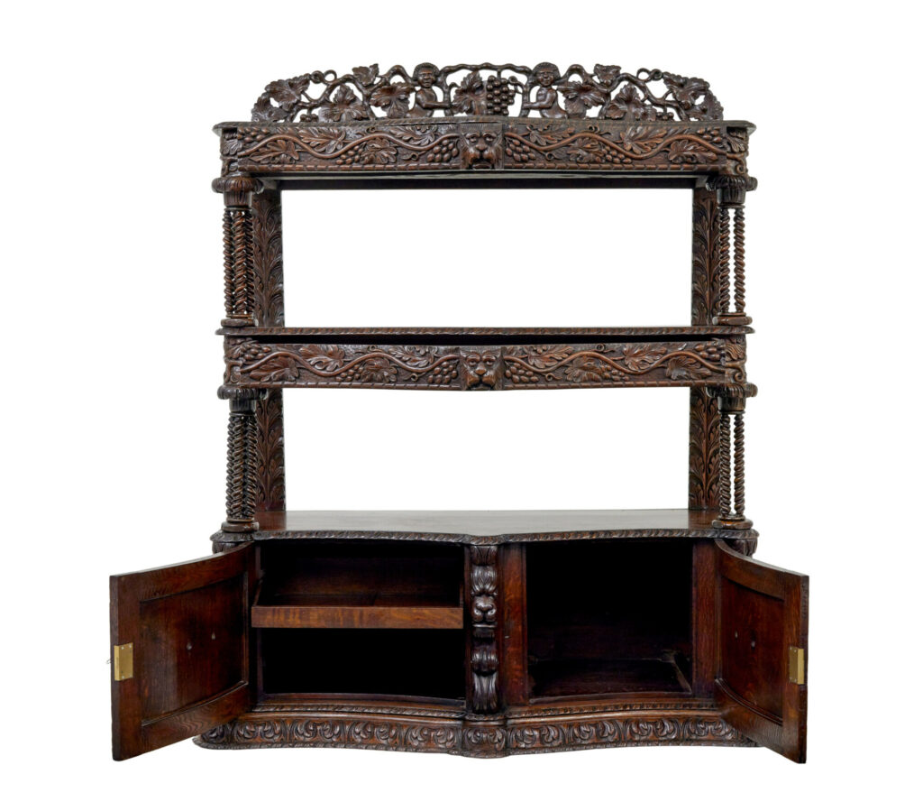19th Century Profusely Carved Victorian Oak Buffet — image 10