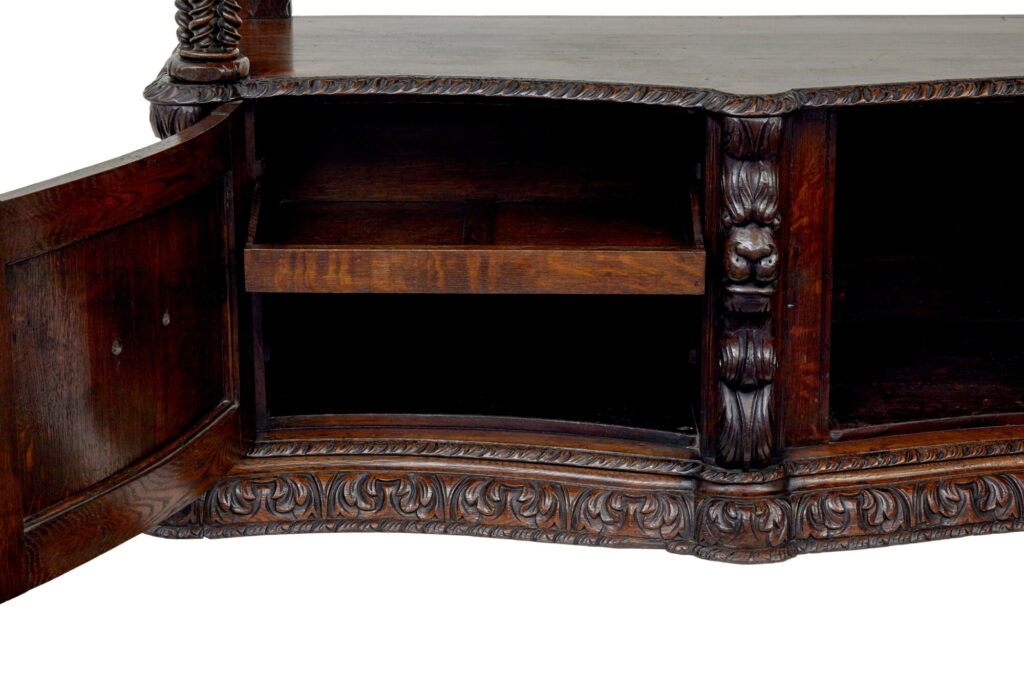 19th Century Profusely Carved Victorian Oak Buffet — image 9