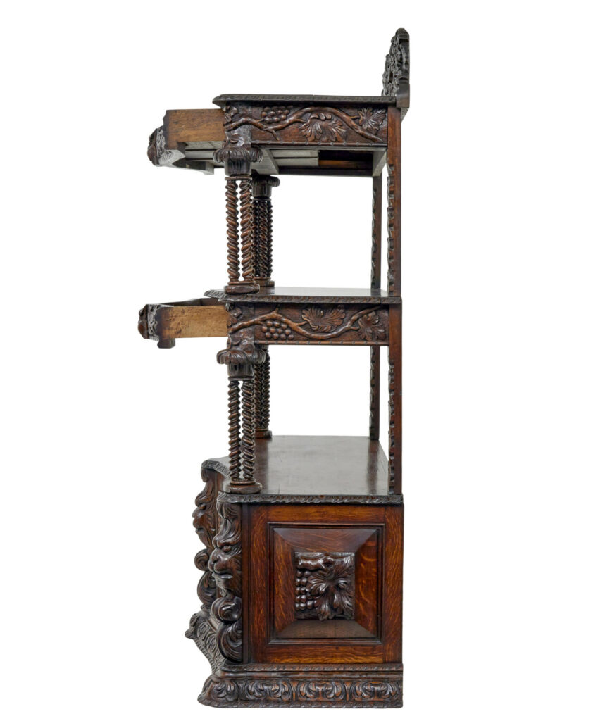19th Century Profusely Carved Victorian Oak Buffet — image 8