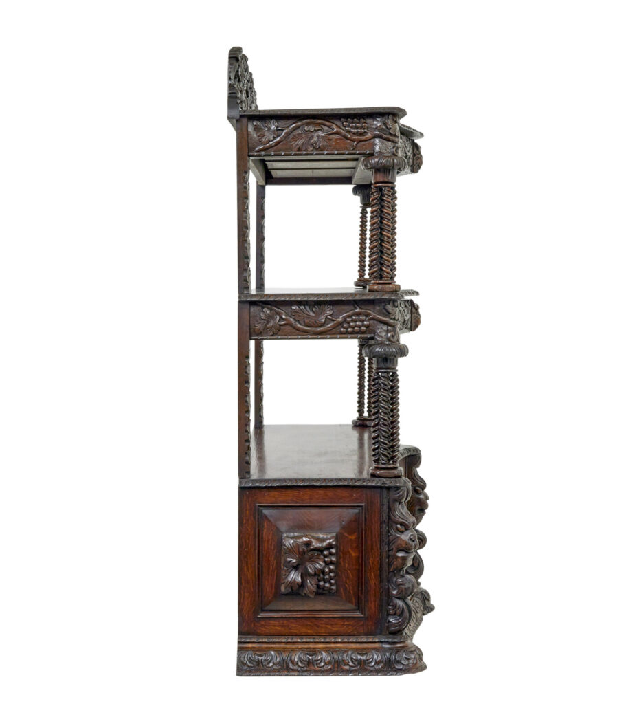 19th Century Profusely Carved Victorian Oak Buffet — image 6