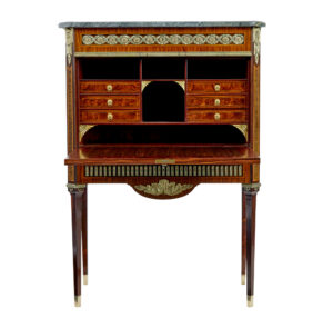 1930’s Kingwood Inlaid Swedish Marble Top Secretaire — thumbnail 5