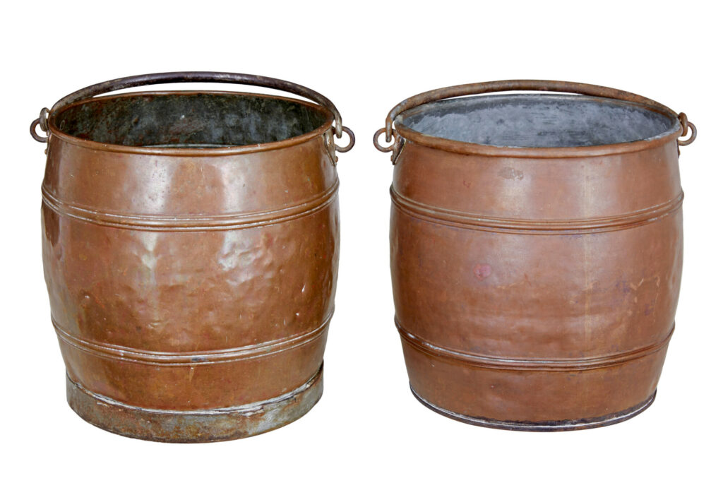 Near Pair of Late 19th Century Copper Buckets