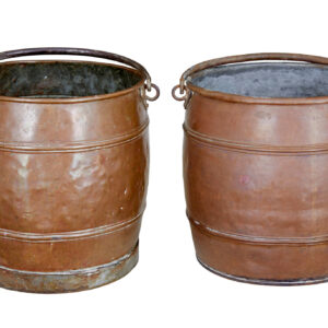 NEAR PAIR OF LATE 19TH CENTURY COPPER BUCKETS