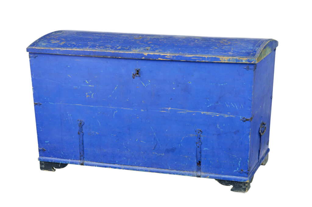Mid 19th Century Painted Pine Dome Top Trunk