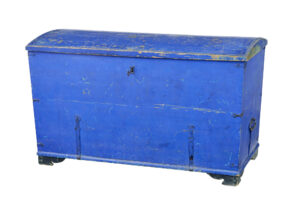 MID 19TH CENTURY PAINTED PINE DOME TOP TRUNK