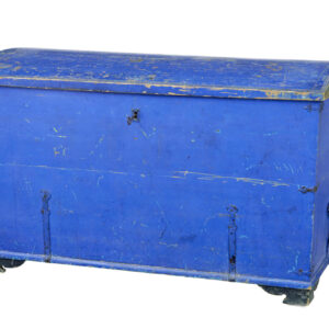 MID 19TH CENTURY PAINTED PINE DOME TOP TRUNK