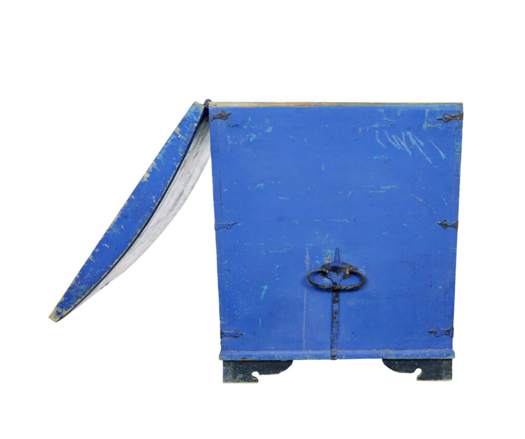 Mid 19th Century Painted Pine Dome Top Trunk — image 6