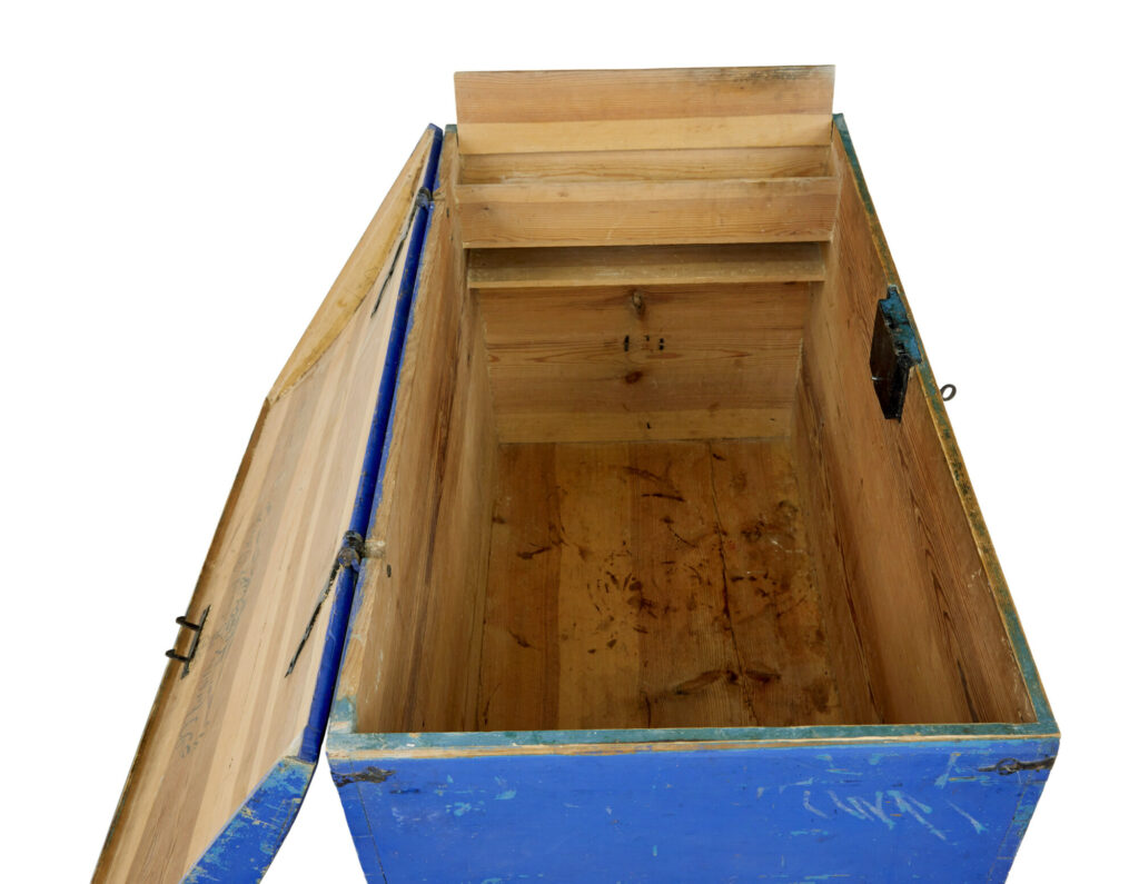 Mid 19th Century Painted Pine Dome Top Trunk — image 2