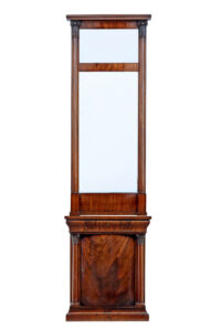 MID 19TH CENTURY DANISH EMPIRE MAHOGANY MIRROR ON CABINET