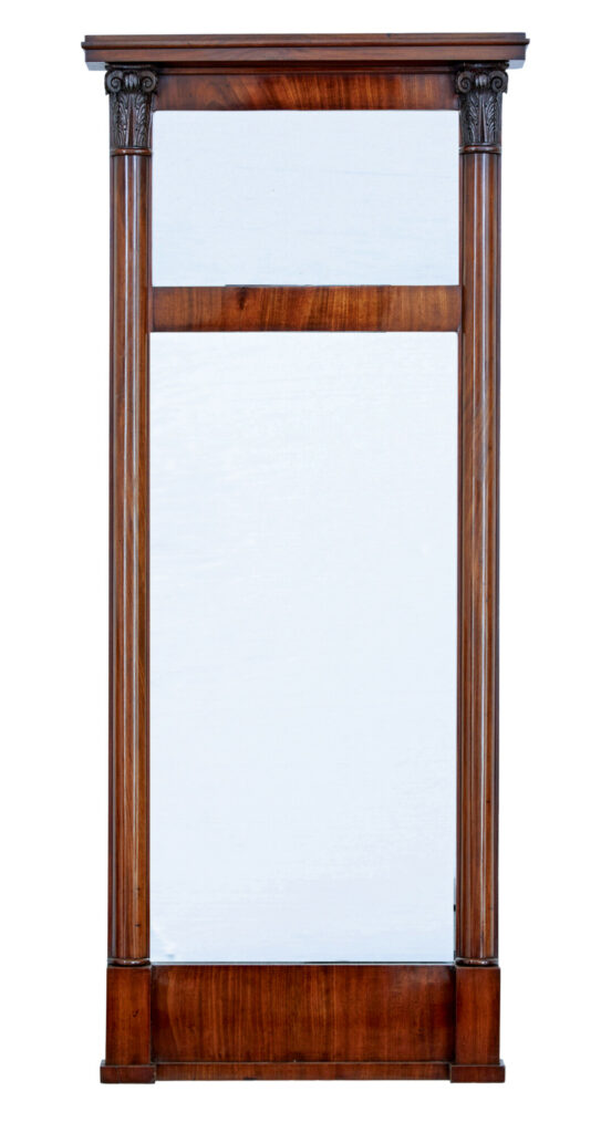 Mid 19th Century Danish Empire Mahogany Mirror on Cabinet — image 10
