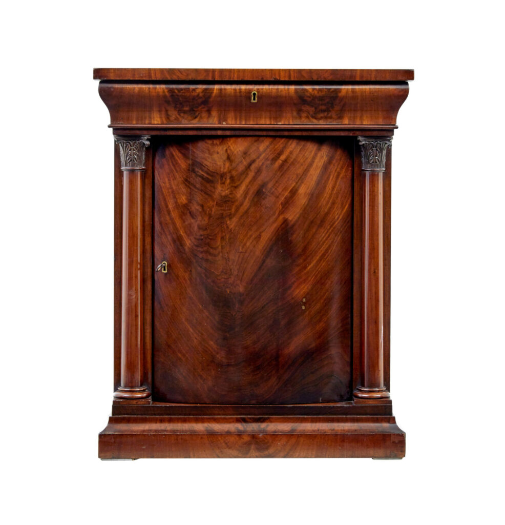 Mid 19th Century Danish Empire Mahogany Mirror on Cabinet — image 3