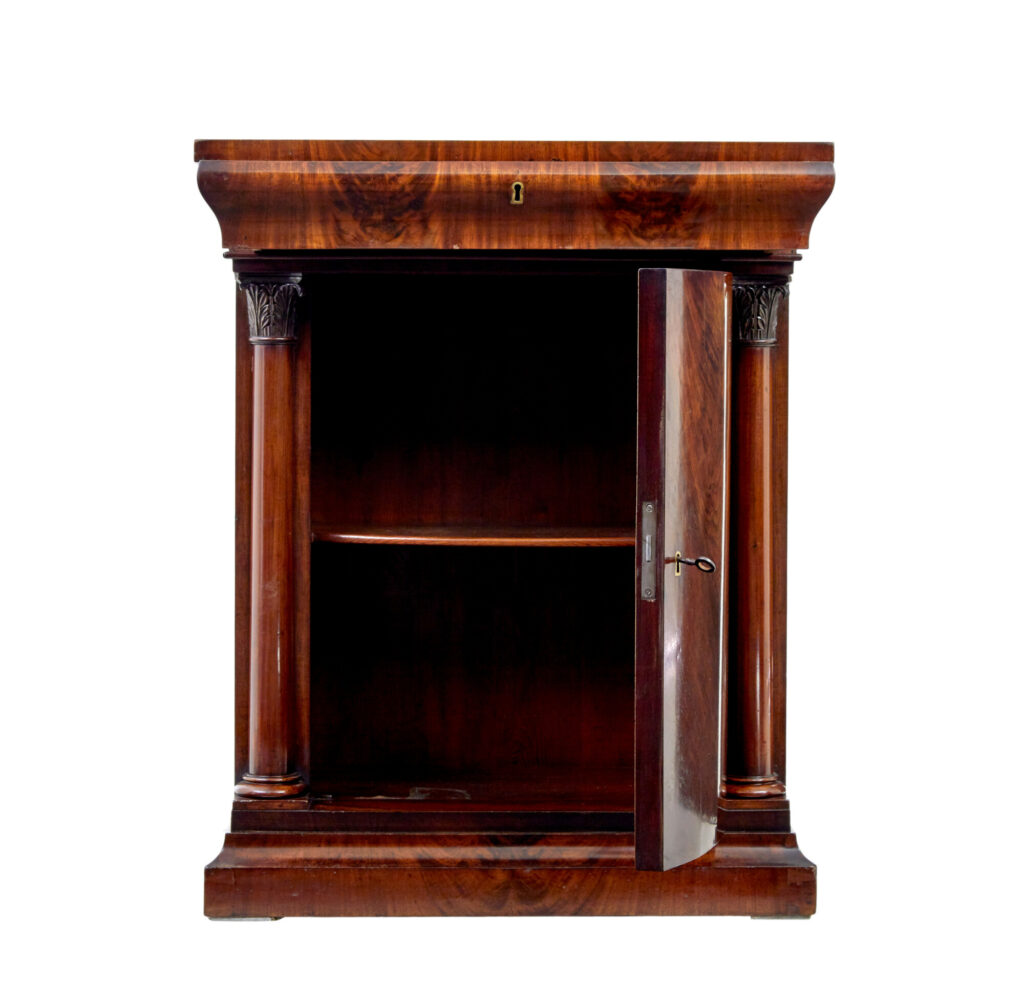 Mid 19th Century Danish Empire Mahogany Mirror on Cabinet — image 2