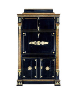 EARLY 19TH CENTURY BIEDERMEIER EBONISED BIRCH ESCRITOIRE