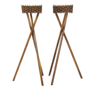 PAIR OF MID 20TH CENTURY WOVEN PLANT STANDS