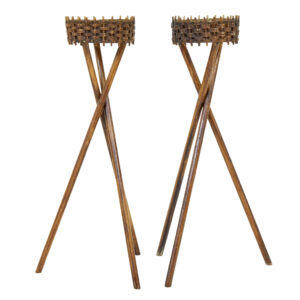 PAIR OF MID 20TH CENTURY WOVEN PLANT STANDS