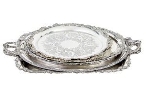 COLLECTION OF 7 20TH CENTURY SILVER PLATE TRAYS