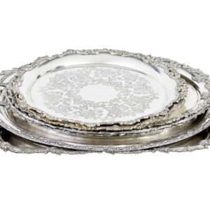 COLLECTION OF 7 20TH CENTURY SILVER PLATE TRAYS