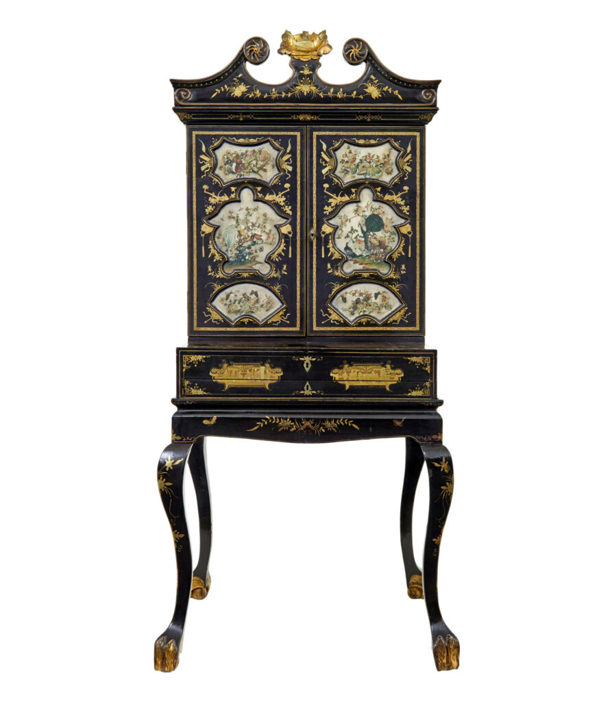 19th Century Chinese Canton Black Lacquered Desk Cabinet — image 17
