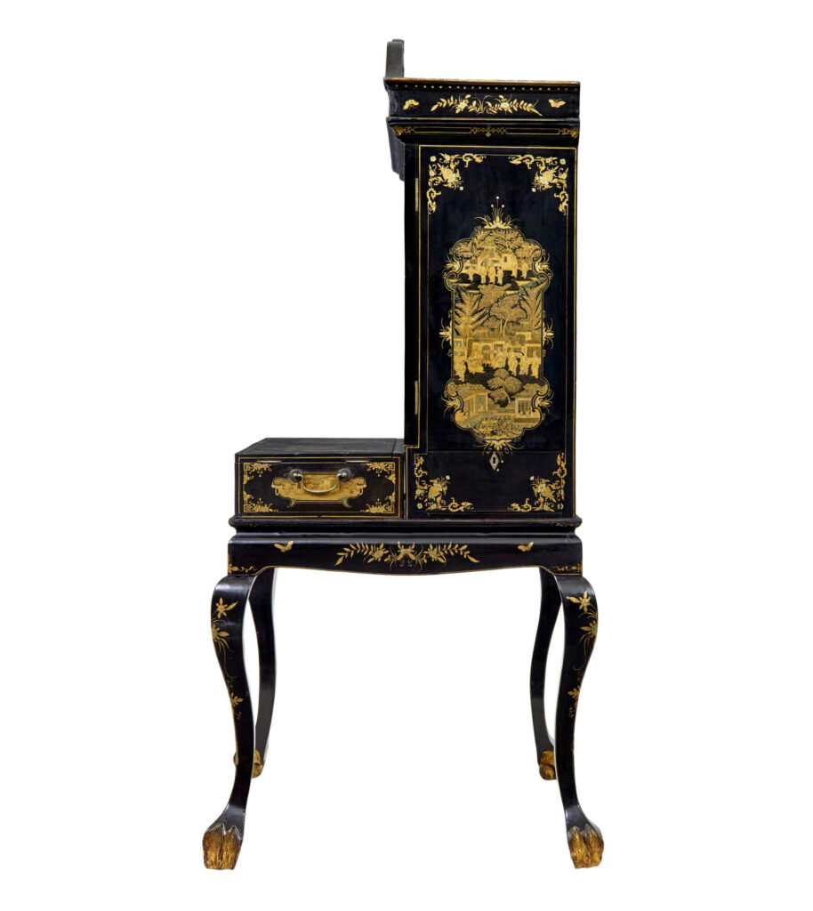 19th Century Chinese Canton Black Lacquered Desk Cabinet — image 15