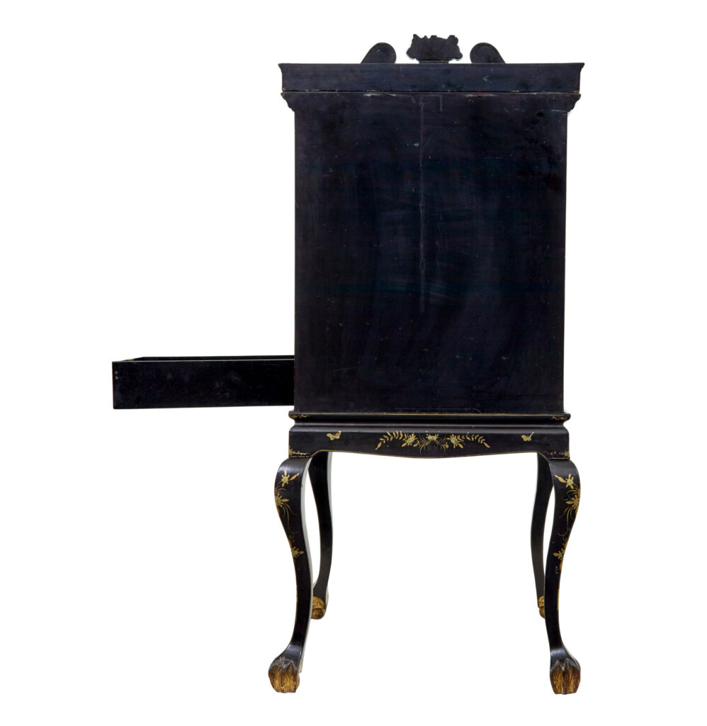 19th Century Chinese Canton Black Lacquered Desk Cabinet — image 14