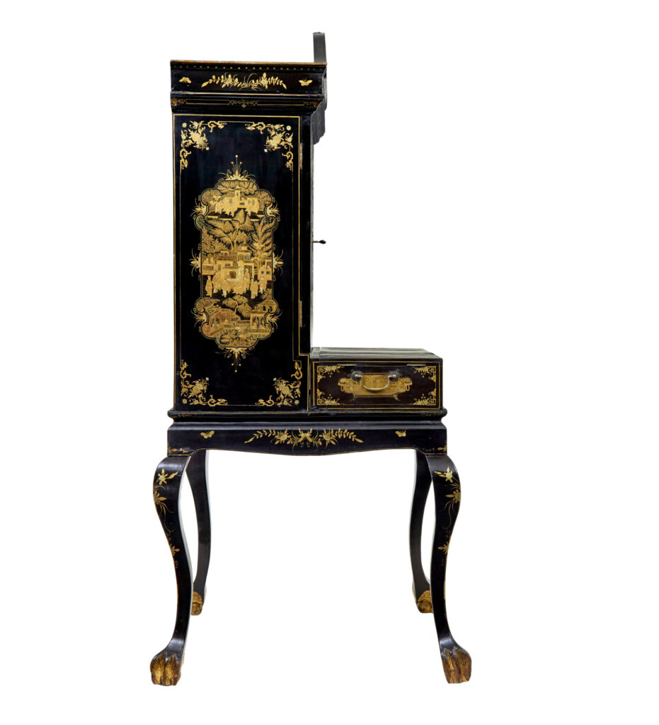 19th Century Chinese Canton Black Lacquered Desk Cabinet — image 13