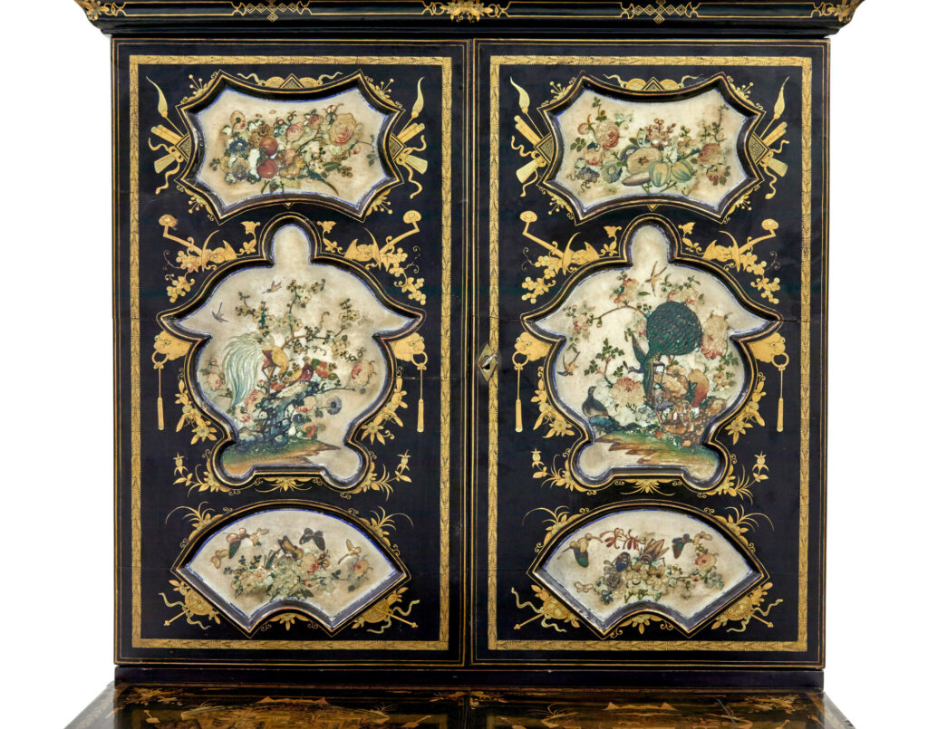19th Century Chinese Canton Black Lacquered Desk Cabinet — image 12