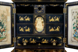 19th Century Chinese Canton Black Lacquered Desk Cabinet — thumbnail 11