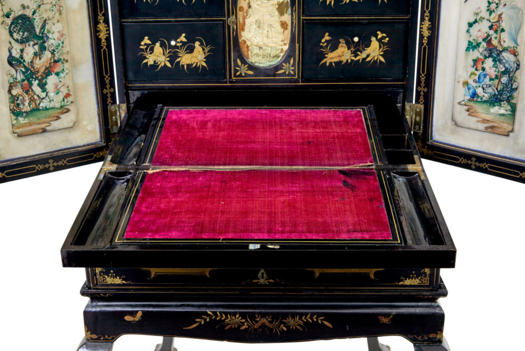 19th Century Chinese Canton Black Lacquered Desk Cabinet — image 10