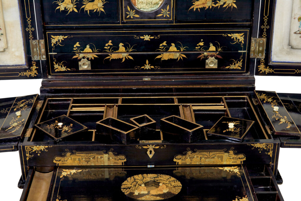 19th Century Chinese Canton Black Lacquered Desk Cabinet — image 5