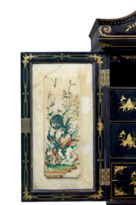 19th Century Chinese Canton Black Lacquered Desk Cabinet — thumbnail 4