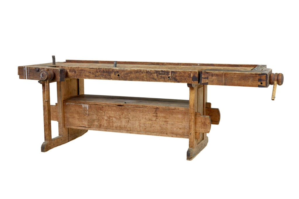 19TH CENTURY SCANDINAVIAN TRESTLE PINE WORKBENCH